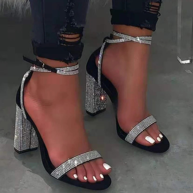Women Rhinestone Heel Sexy Transparent High Heels Sandals Female New Summer Party Dress Shoes Ladies Pumps Plus Size Ddmywed ddmythur