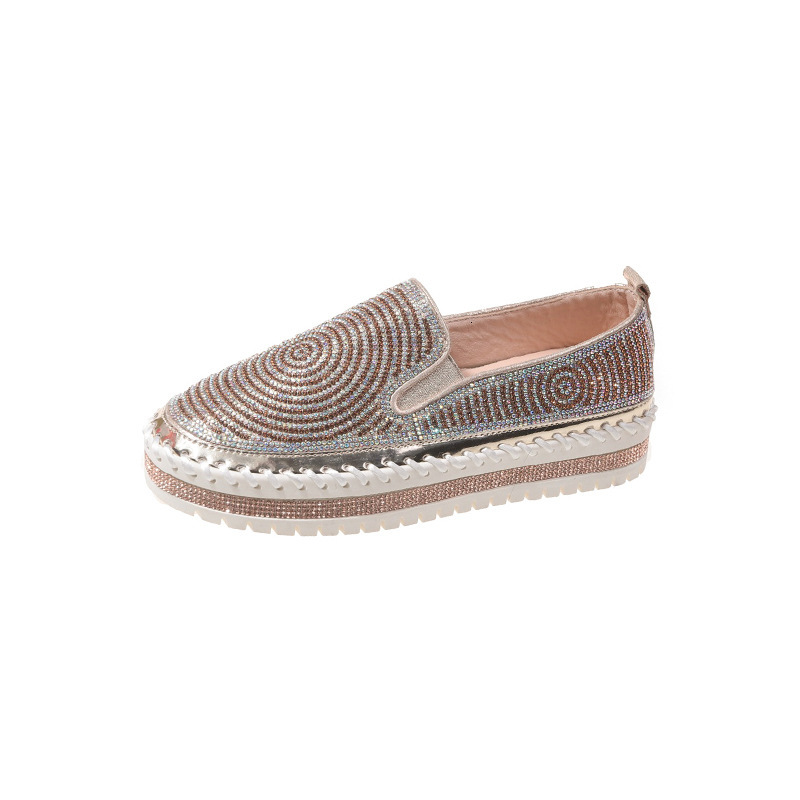 Thick soled shoes 2024 new model, thick soled, low cut, shallow mouth, sequins, large size, fashionable, sports and casual single shoes for women