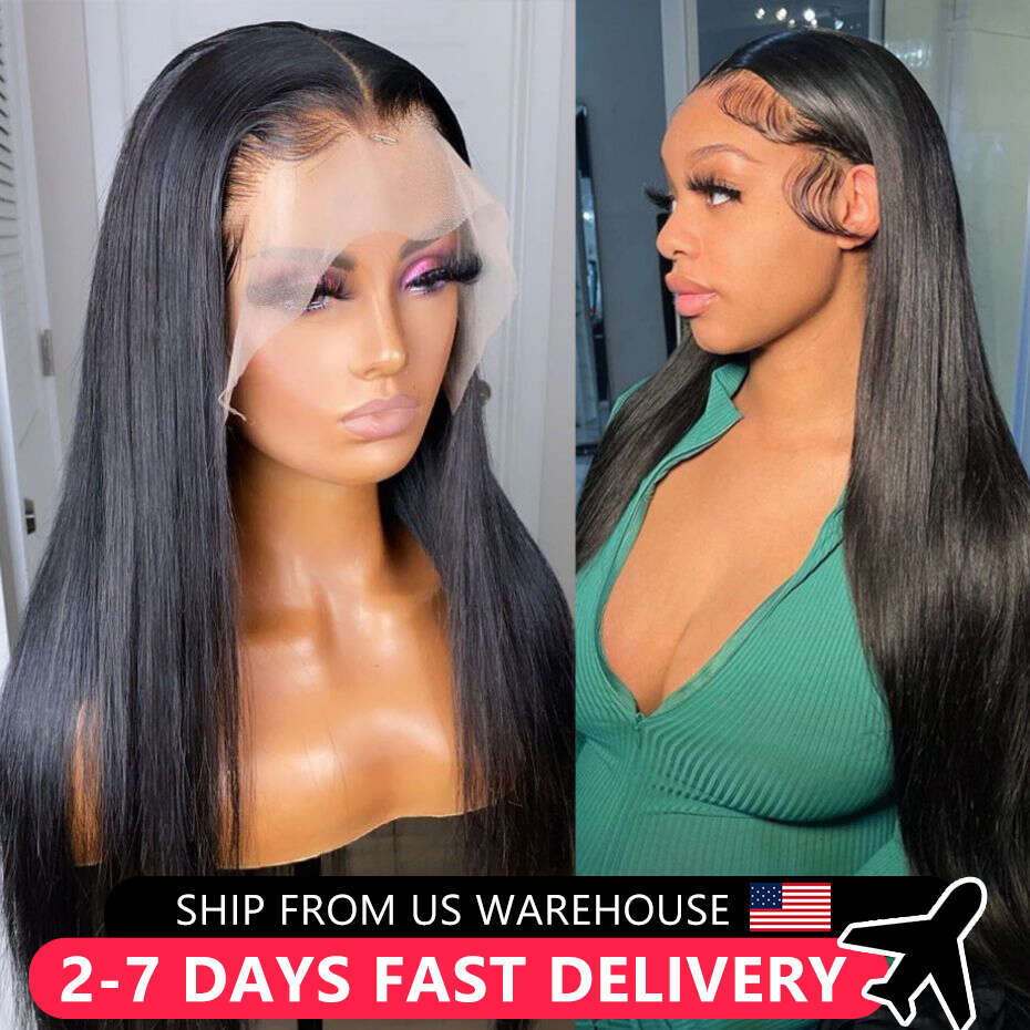 Bone Straight Brazilian x Transparent Lace Front Human Hair Wigs Inch Pre Plucked For Women Closure Wig