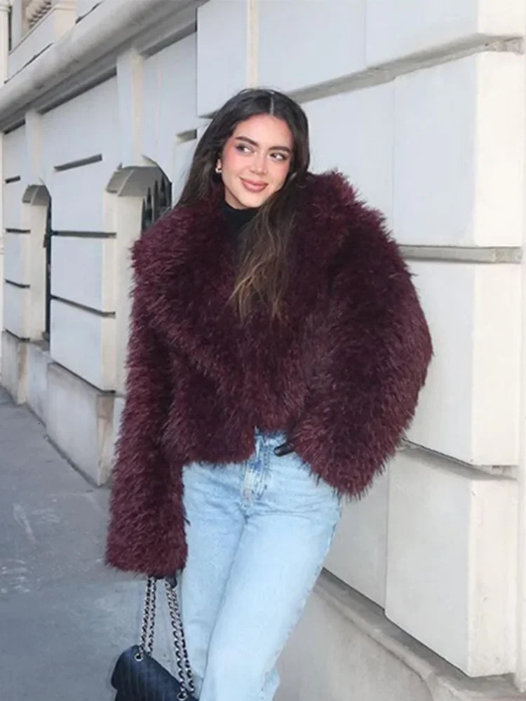 Fashionable Warm Fluffy Faux Fur Coat for Women Elegant Collar Long Sleeve Open Collar cardigan for Women Fashion Winter Street Coat 241018