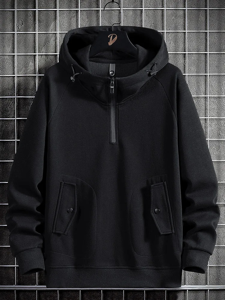 Men Sweatshirts Cotton Hooded Oversized 6XL 7XL 8XL Plus Size Zipper Full Length Hoodies Pullovers Autumn Streetwear Sportswear 241019