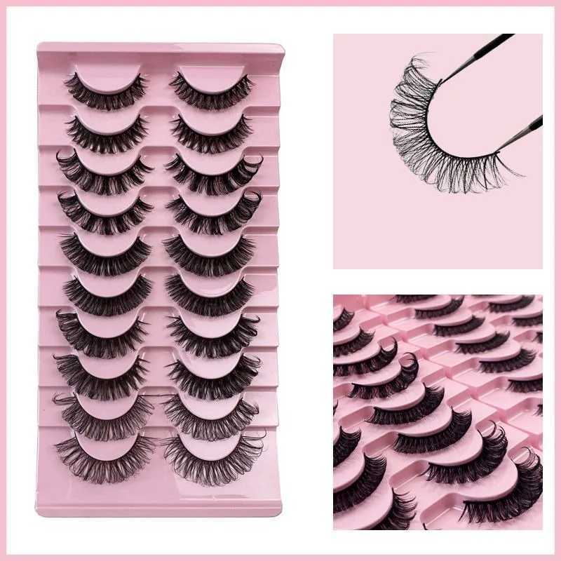 Russian 10 Pairs DD Curl Strip Lashes Fluffy Volume False Eyelashes DD Curl Dramatic Messy Faux Mink Fake Lashes Make UpXJ25872