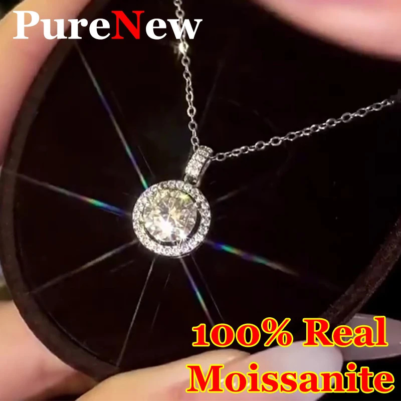 Pure 1ct-10ct Womens Premium Diamond Necklace Original 925 Silver Luxury Pendant Necklace 241018