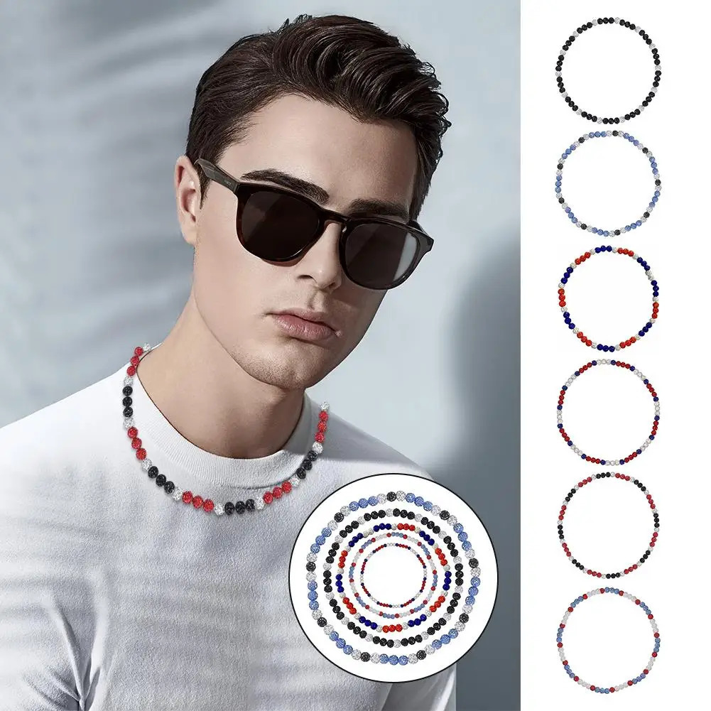Mixed color crystal rhinestone bead necklace clay circular disco bead necklace necklace for athletes and music enthusiasts 241018