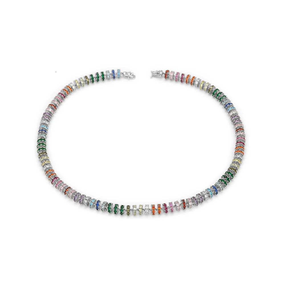 selling Brazilian style colorful CZ necklace 40cm 45cm 50cm Riviera gold-plated womens fashionable zircon necklace 241018