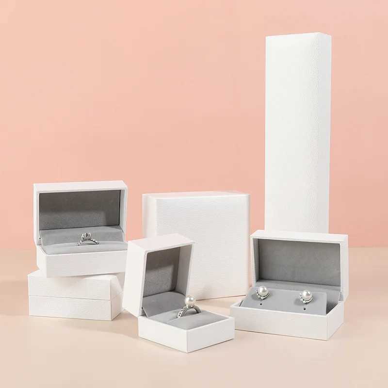 White leather paper bead treasure box ring necklace bracelet jewelry storage box gift packaging box W241019