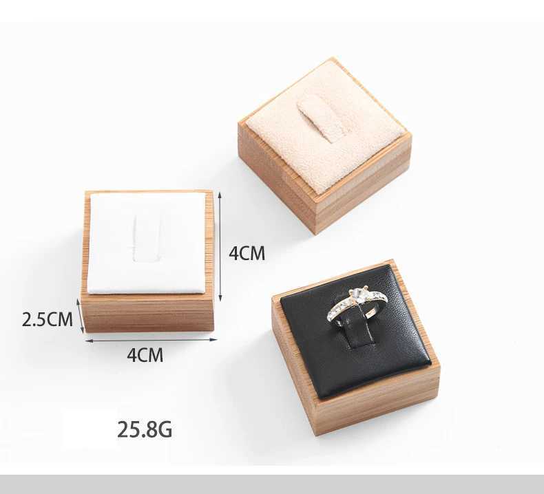 Wooden ring display stand ring organizer jewelry stand jewelry display props jewelry box packaging leather and velvet box W241019