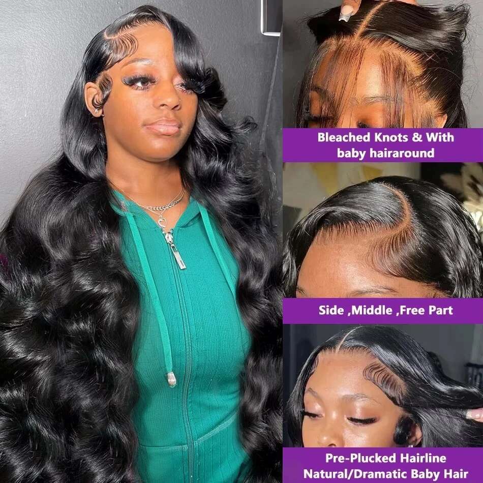 200 Density 13x6 13x4 HD Transparent Body Frontal Human Hair Wig 30 40 Inch Glueless 5x5 Water Wave Lace Closure Wigs