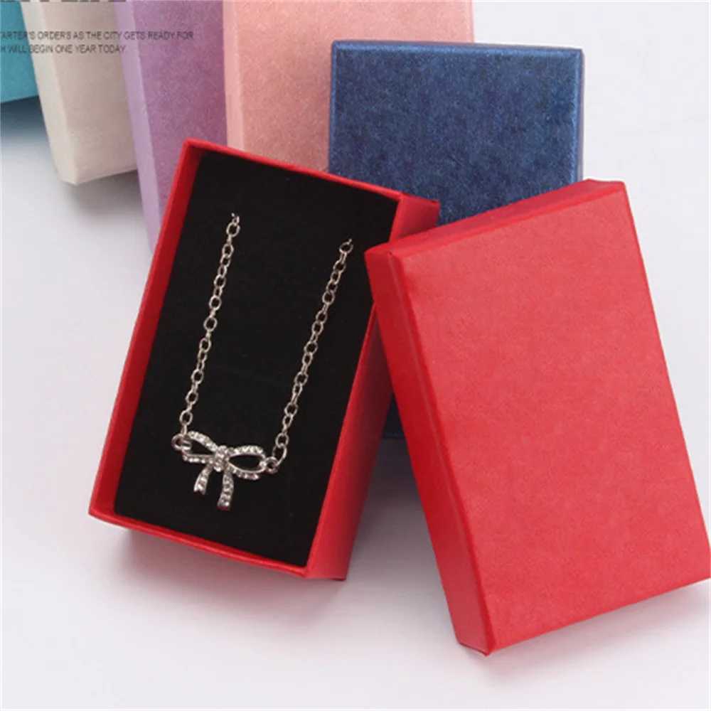 Paper jewelry packaging color box ring necklace storage organizer bracelet earring display stand wedding gift wholesale W241019