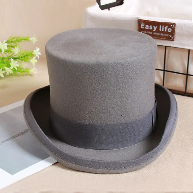 Winter womens Fedoras wool top hat flat top hat crazy hat traditional magic top hat party clothing accessories 241018