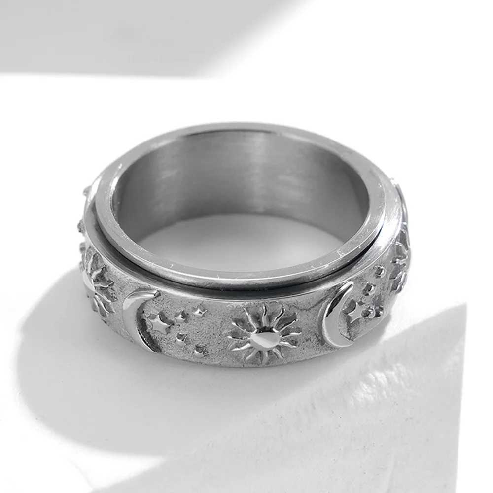 Star Moon Sun Rotation Titanium Steel Ring Stainless Steel Ring Advanced Pressure Reduction Ring Y241019