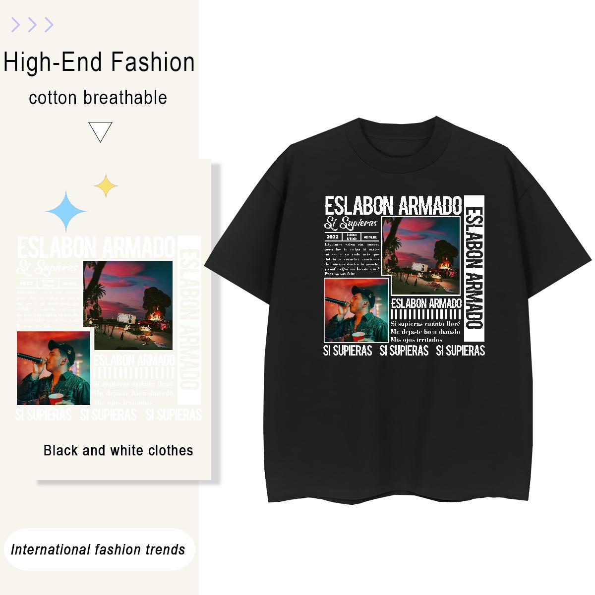 Fashion T-Shirts 230g 100% Cotton Breathable Short Sleeve Sports Casual Eslabon Armadob Tshirt for Man Woman 5A Custom Cartoon Tops Shirt