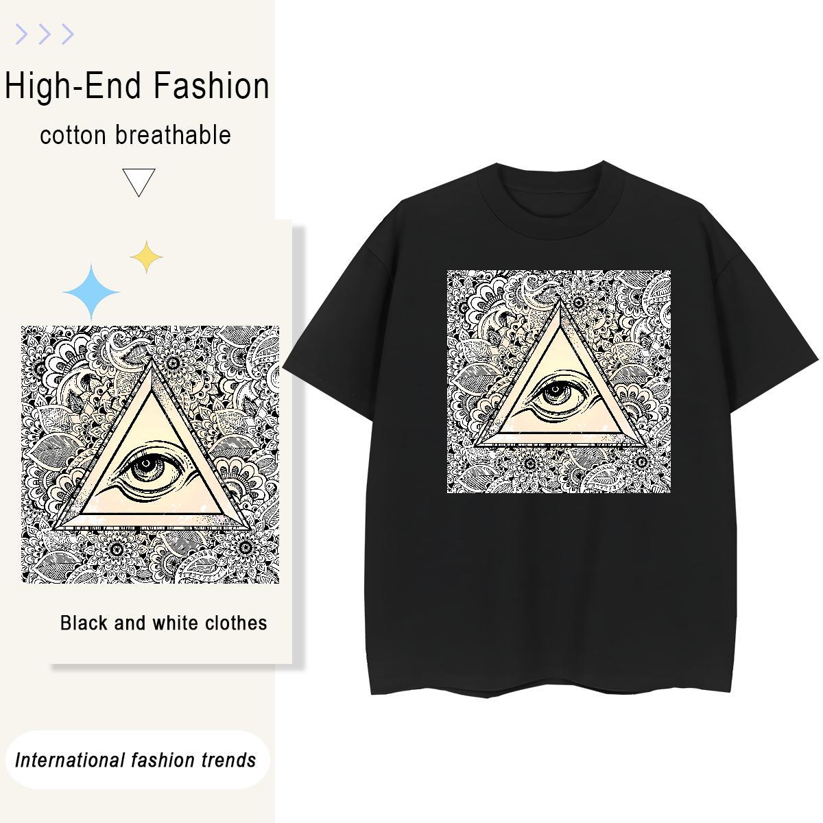 2024 Womens T Shirts 230g 100% Cotton Comfortable Casual Daily Wear eye of the devil Women Tshirts Soft DIY Anime Printed Clothes Shirt