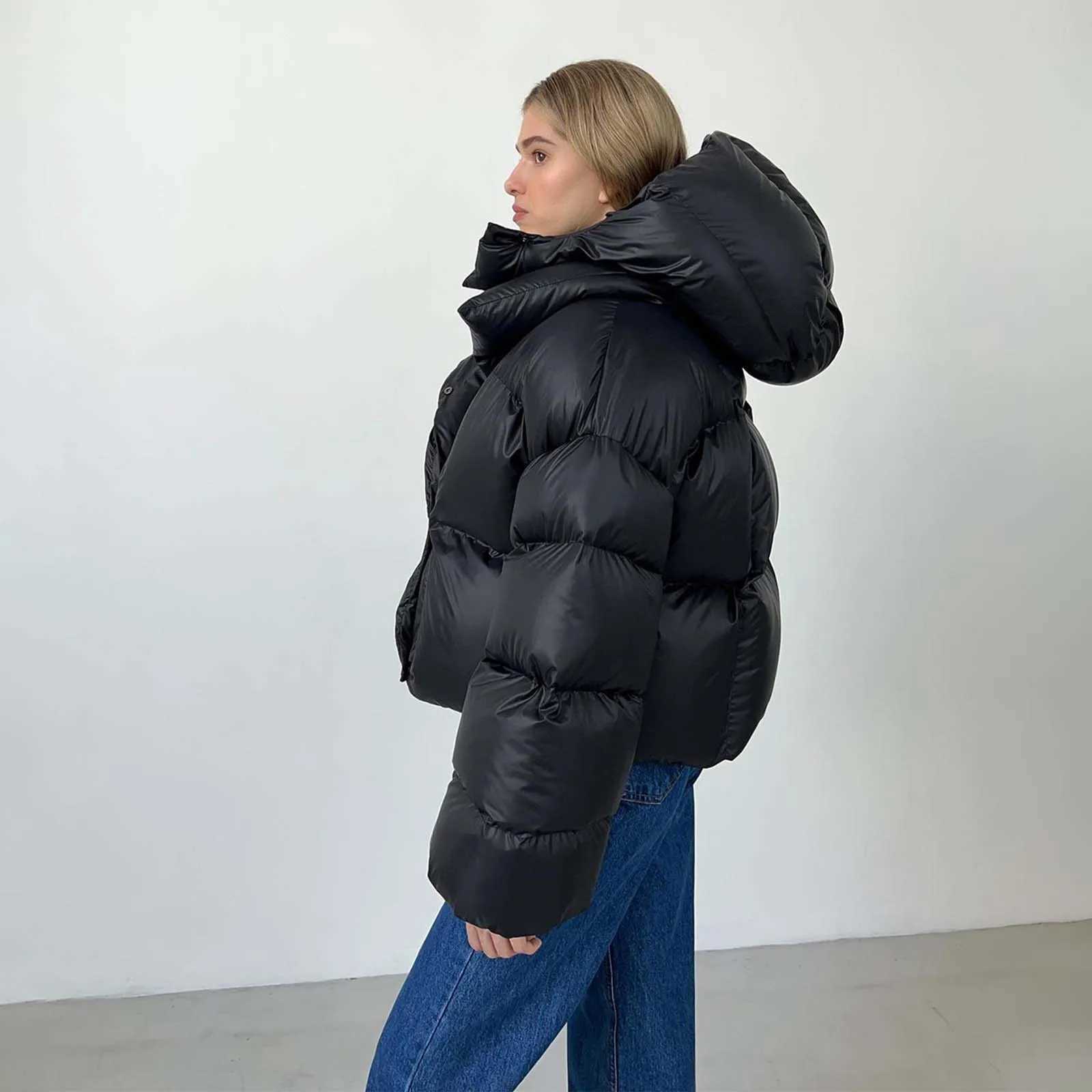 Women's Down Parkas Parkas for Women Winter Plus Size Womens Winter Solid Color Loose Down Jacket Fashion Style Short Hooded Cotton Y241019696A