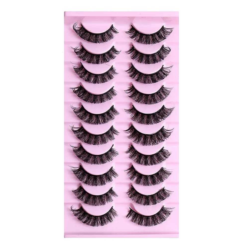 10 Pairs Russian Strip Lashes DD Curl False Eyelashes Fluffy Wispy Fake Lashes PackXJ241019