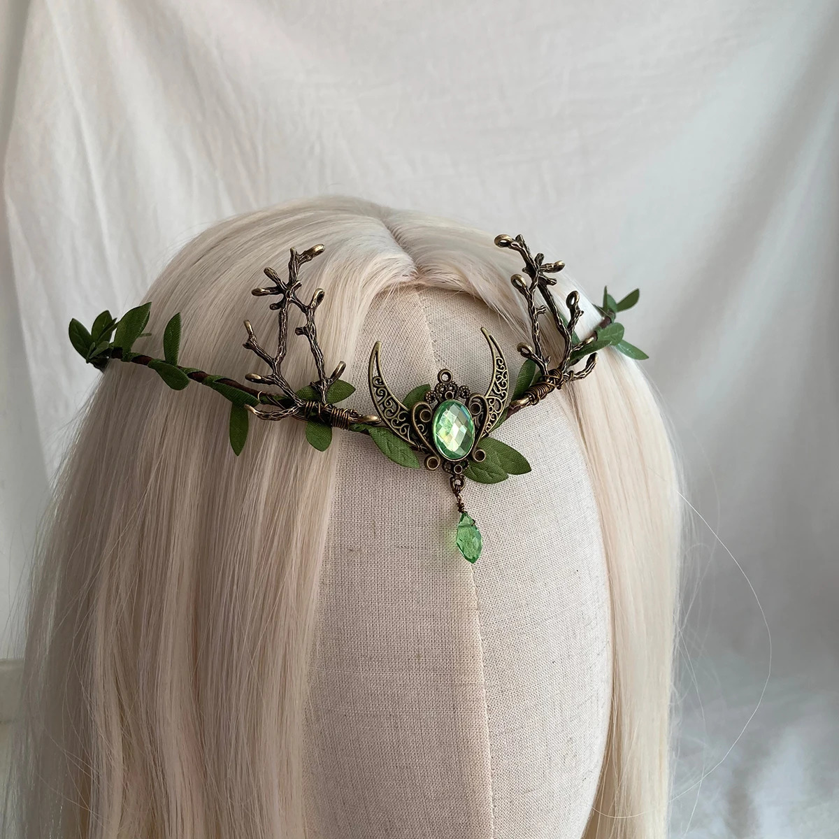 Moon Woodland Headwear with Branches Fairy Crown Elf Crown Female Wedding Bride Fairy Butterfly Costume Round Flowers 241018