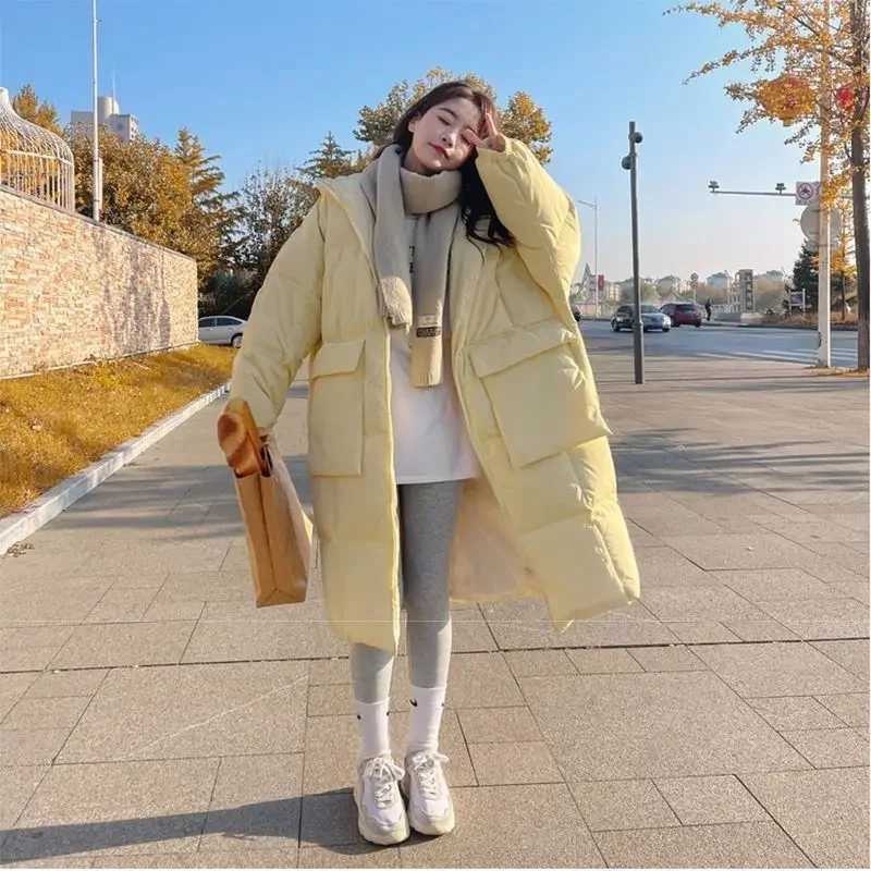 2024 Down Coats New Long-style Cotton Dress Korean Version Large Size Korean Fashion Jackets Winter Heat Parka FemininaX241019