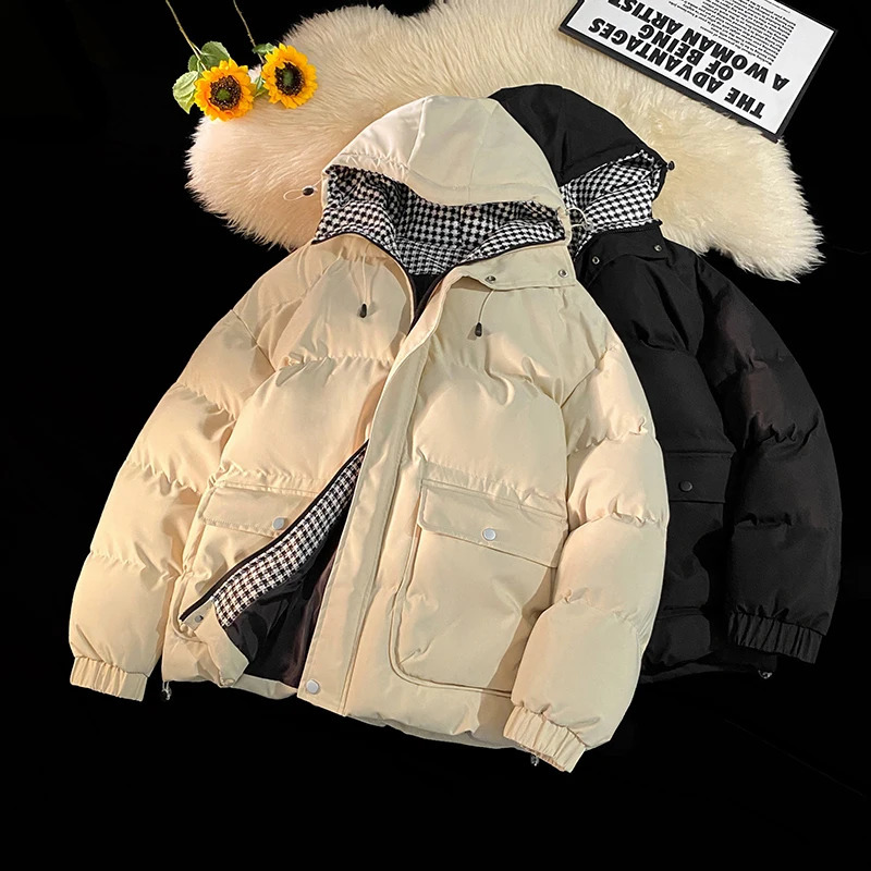 Winter Mens Cotton padded Jacket Casual Fur Collar Windproof Parkas Golf Jacket Classic Waterproof Jacket Mens Inflatable Jacket 241019