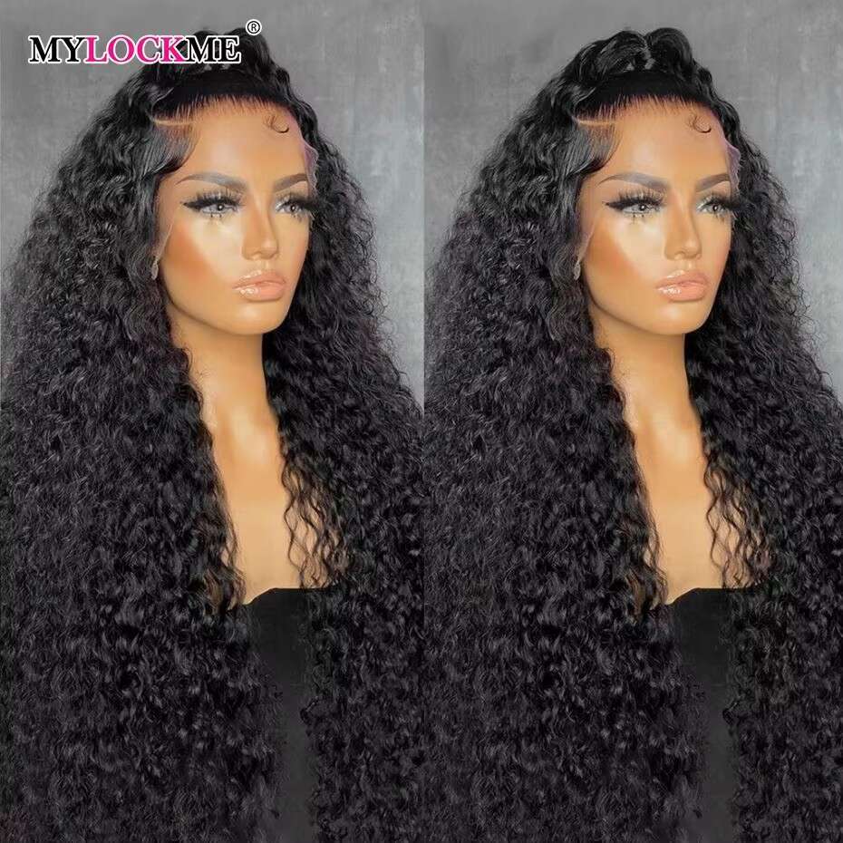Wave x Deep HD Transparent Lace Frontal Wig Curly Front Human Hair For Women Pre Plucked Closure