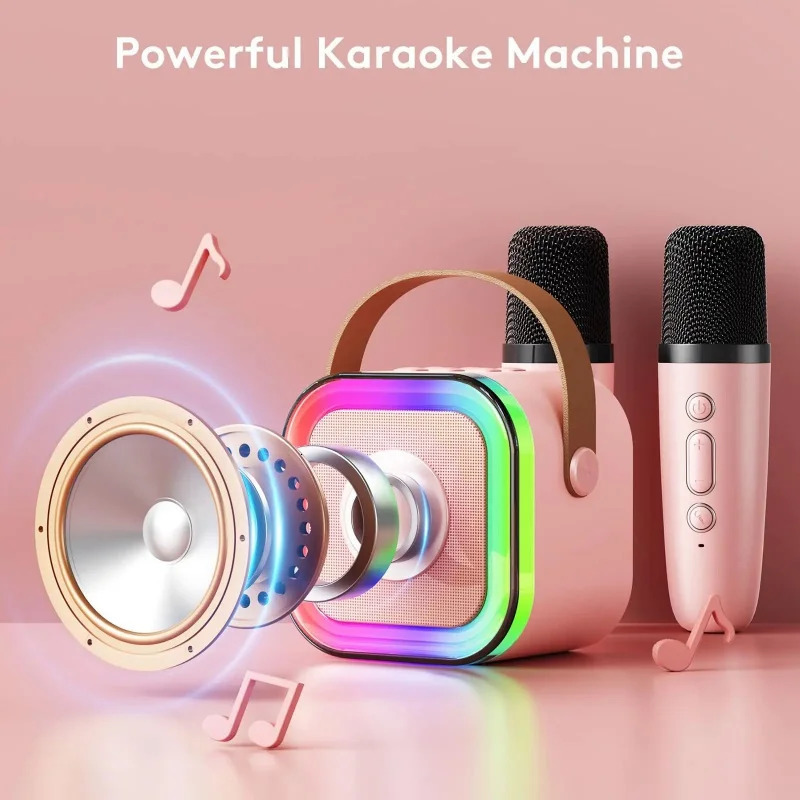 K12 Karaoke Machine with 1-2 Wireless Microphone Portable 5.3 PA Bluetooth Ser System RGB Light Audio Home KTV Childrens Gift 241019 ww