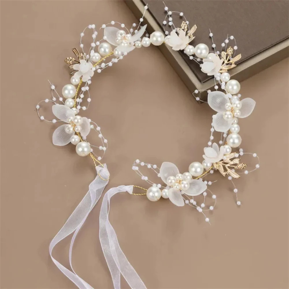 Spring Bohemian Girl Bridal Pearl Hair Headwear Wreath Bridal Wreath Headband Hair Jewelry Childrens Gift 241018