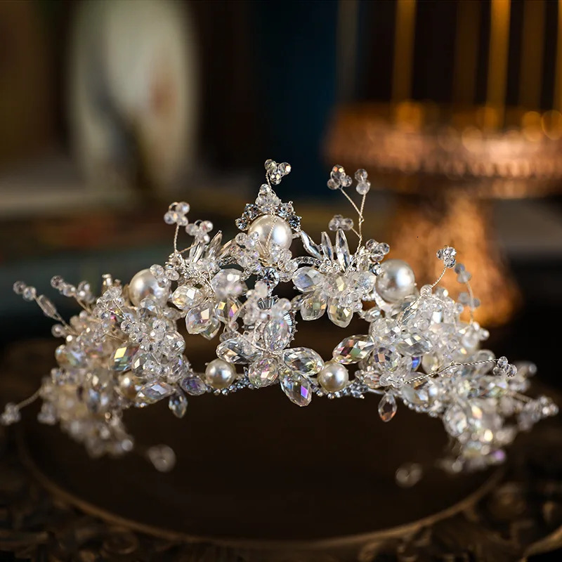 Bridal Headwear Crystal Pearl Wedding Crown Hair Accessories Luxury Bridal Princess Diadem Headwear Party Headwear Jewelry 241018