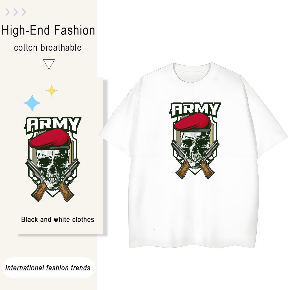 Stylist Woman T Shirts 230g Cotton Crew Neck Breathable Casual Beach skull Unisex Tshirts Comfortable Oversized L-4XL Polos