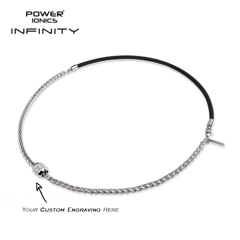 Power Ionics Taichi Anionic Silicone and Cuban Chain 4mm Mens Fashion Jewelry Magentic Bead Necklace No Carving 241018