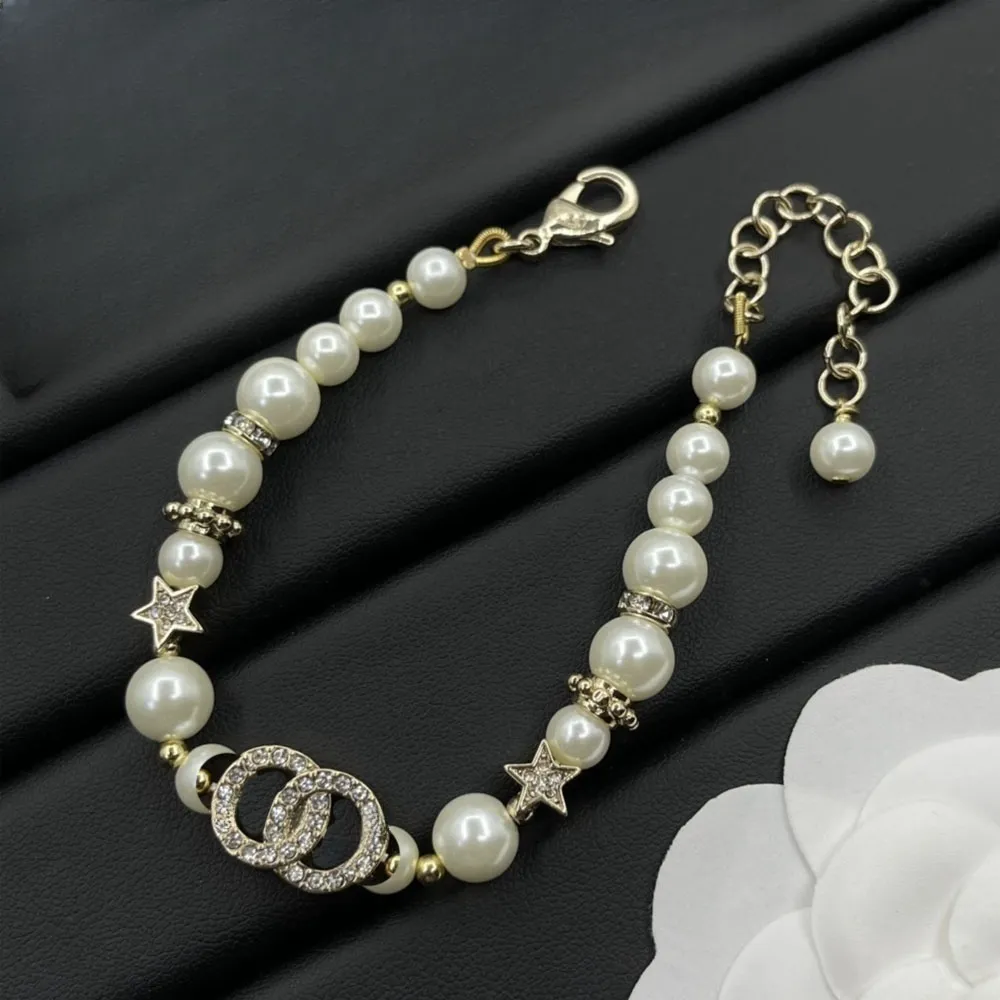 Fashion Designer Gold Plated Brand Bangle Pearl Bracelet Jewelry Women Wedding Accessories