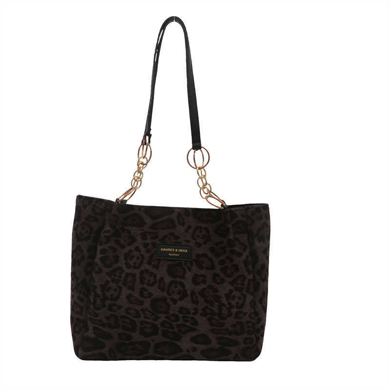 CMM Leisure Commuting Large Capacity Bag for Women Autumn New Item Suede Leopard Print Shoulder Bag Hand Held Tote Bag