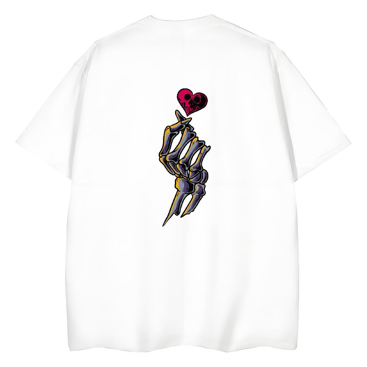 Custom T-Shirts 230g 100% Cotton Breathable Crew Neck Hip Hop Street skull Couples T Shirts Unisex Cartoon Anime Tee Shirt