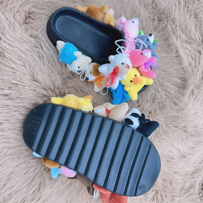 Womens Summer Plush Slippers Teddy Bear Christmas Cute Style Artificial Fur Home Fur Soft Anti slip Cute Shoes 241018