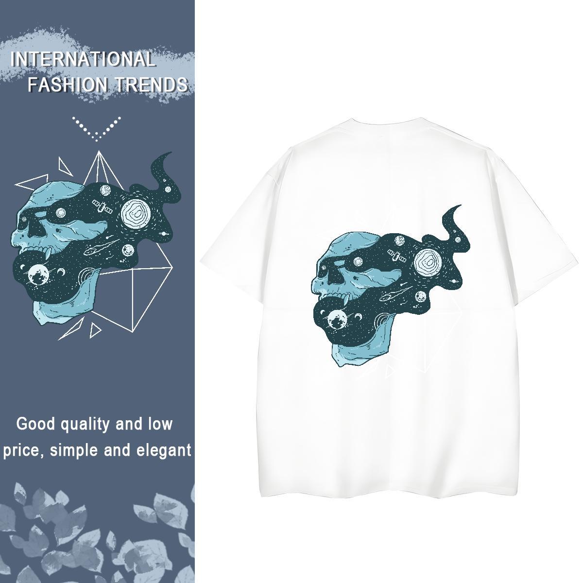 2024 Casual T Shirt For Woman 230g Pure Cotton O Neck Short Sleeves Hip Hop Street skull Woman Tshirt Comfortable Customized Tops Tees
