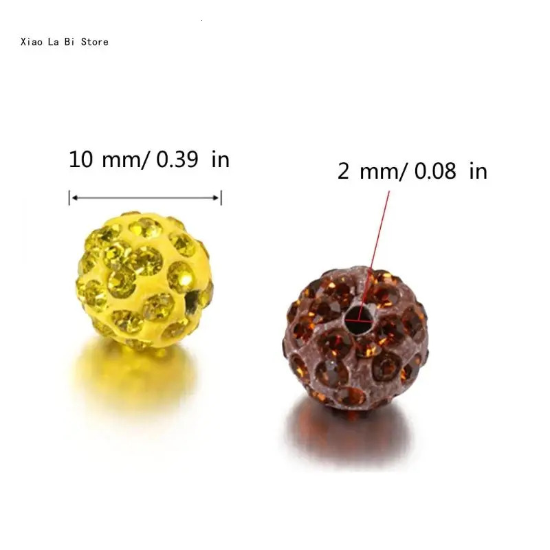 100pcs 10mm Ball Clay Beads Round Diamond Beads Colored Rhinestone Beads Necklace Jewelry Craft Supplies 241018
