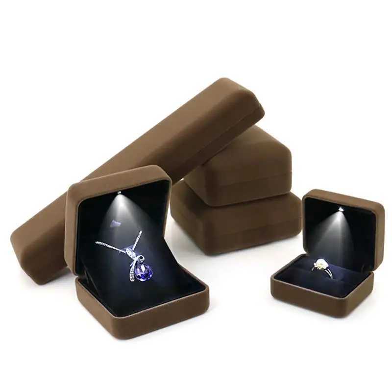 LED jewelry box for rings necklaces engagement rings display gift boxes packaging display boxes optical storage boxes wholesale W241019