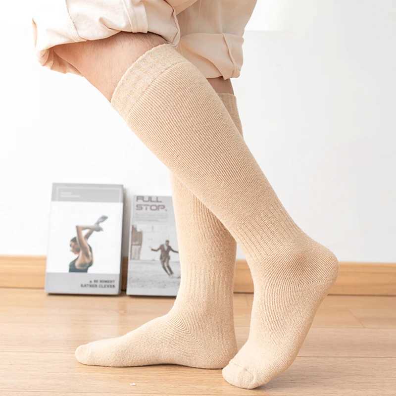 1Pairs Wool Knee-high Stockings Mens Winter Thicken Warm Harajuku Casual High Sock Soft Comfortable Breathable Long Socks ManXJ241019