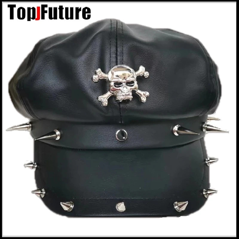 Harajuku Gothic Lolita Steampunk Hat with Rivet Nails Y2K Girls Metal Punk Nail Decor Hat 241018