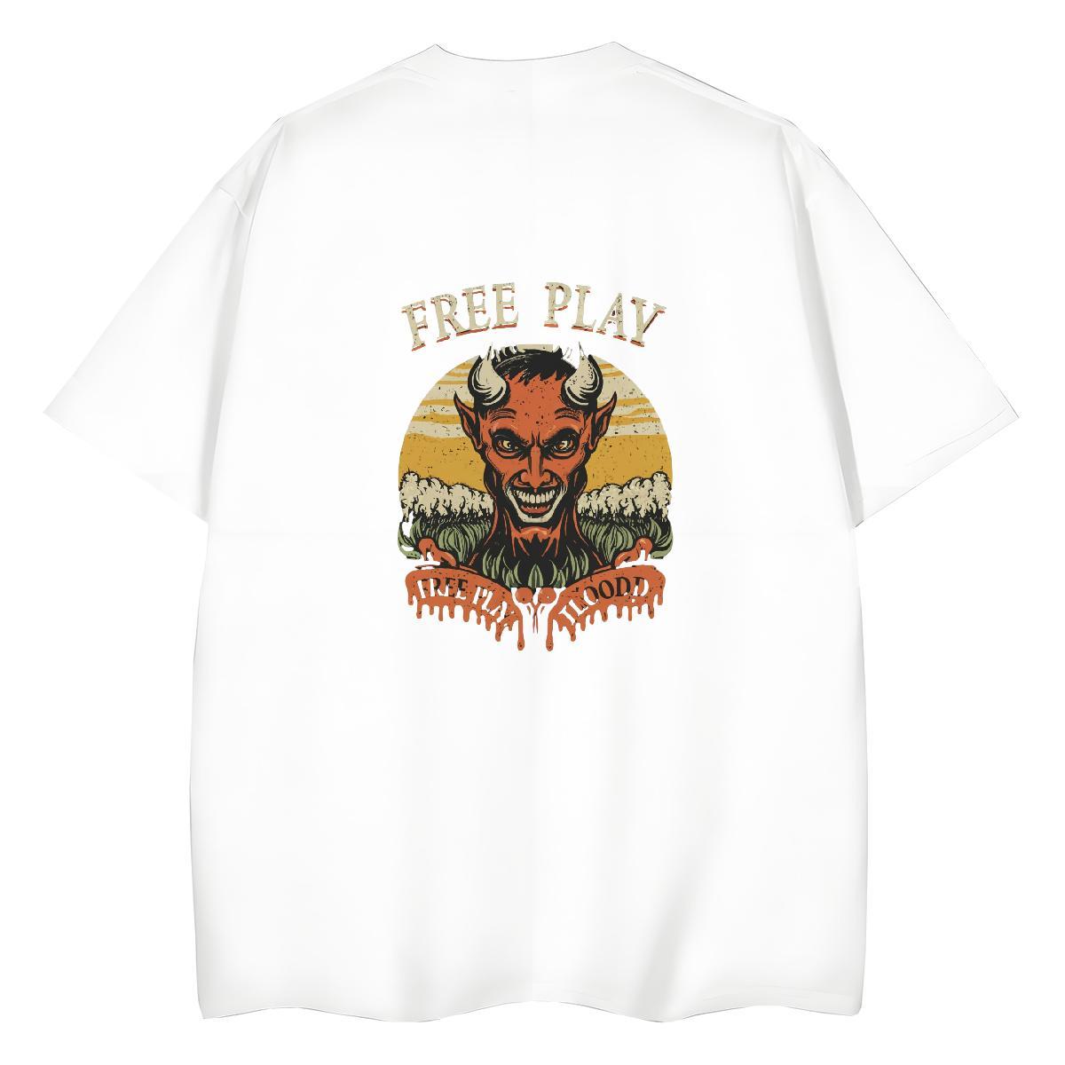 2024 DIY T Shirt For Woman 230g Cotton Comfortable Street skull Couples T Shirts Nice Anime Tees