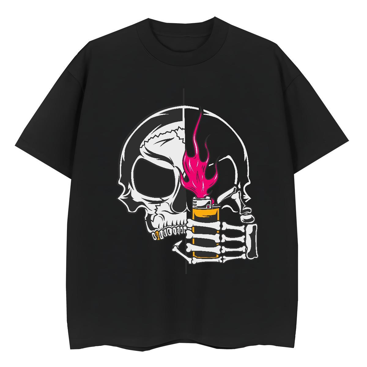 2024 Womens T Shirts 230g Pure Cotton Crew Neck Sports Street Wear skull Couples T Shirts Brand DIY Anime Printed Clothes