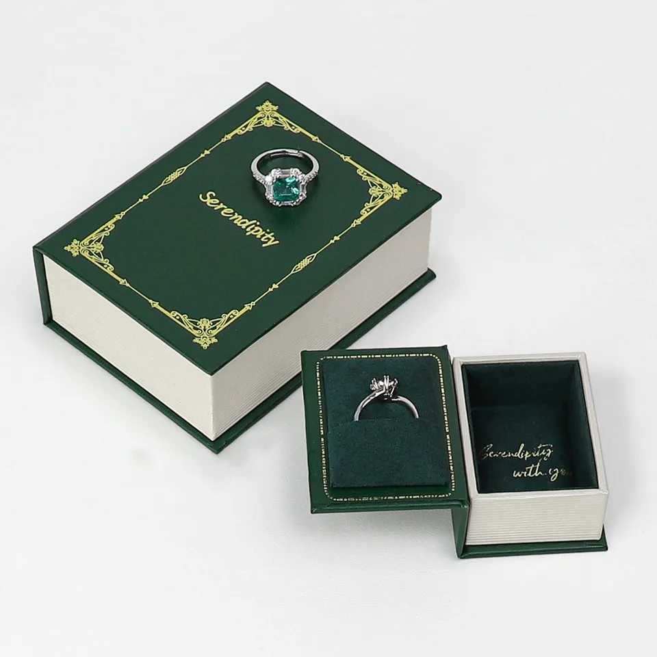Page flipping book shaped jewelry earrings rings necklaces storage boxes gift packaging paper boxes display jewelry portable organizers W241019