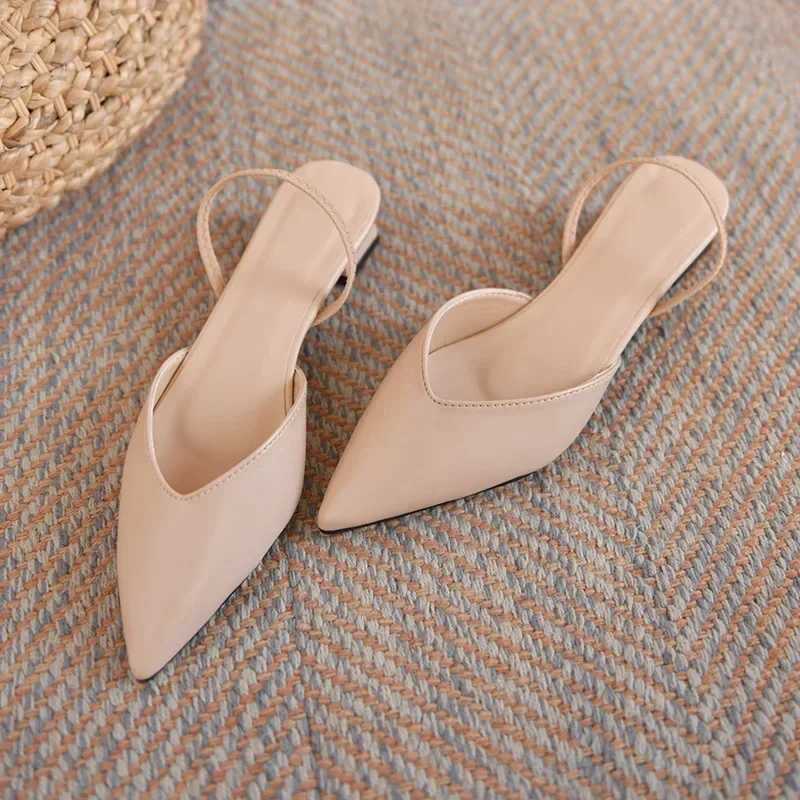 New Fashion Summer Womens Pump Womens Button Beige Single Shoes Square High Heels Comfortable Dress Party Shoes Y241019