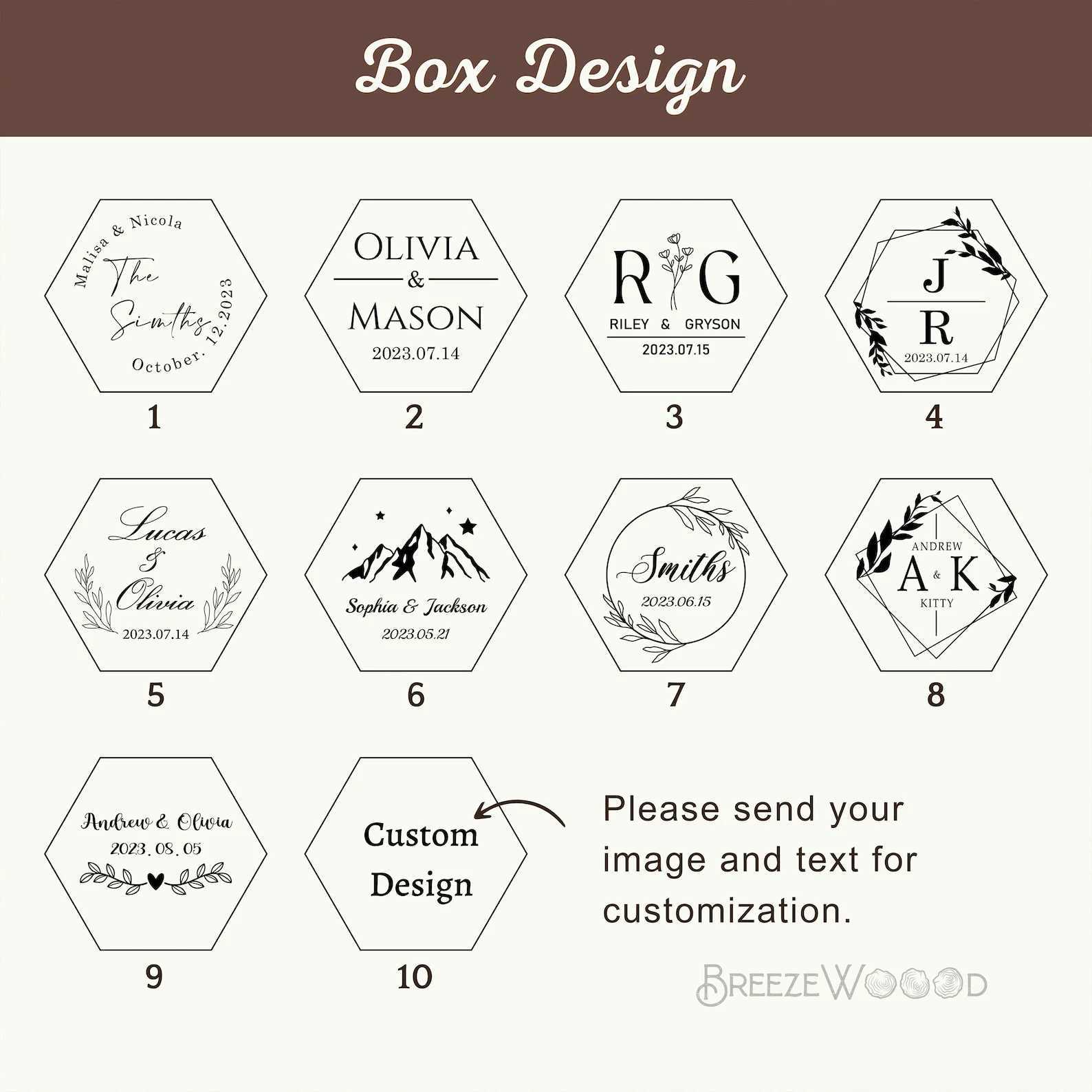 Customized carved wooden ring box vintage hexagonal walnut wood wedding gift for boys girls friends wives W241019