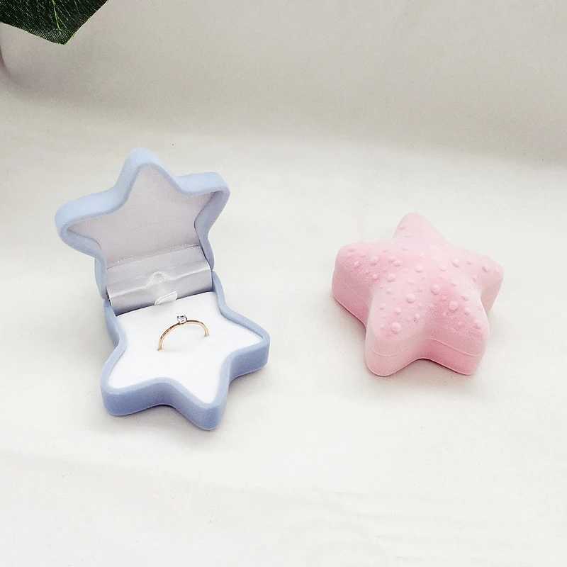 Velvet Flip up Childrens Necklace Earrings Studs Finger Rings Exquisite Shell Sea Star Crown Jewelry Box Bead Box W241019