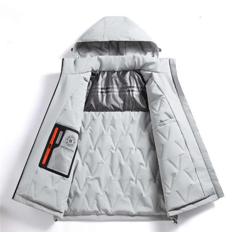 Winter Outdoor Men's Windbreakers Hooded Casual Cotton-Padded Jacket Thermometer Graphene Oversized Outwear Waterproof Jackets