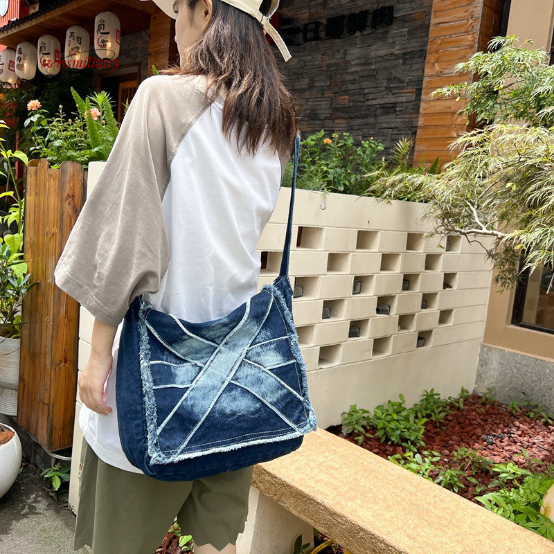 Western vintage denim crossbody for men and women commuting couple casual shoulder bag large capacity student backpack #33 swissmilitary