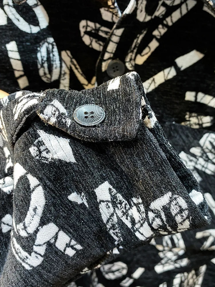 fashionable fully printed letter collar mens fashionable and personalized street mens casual long sleeved top 241007