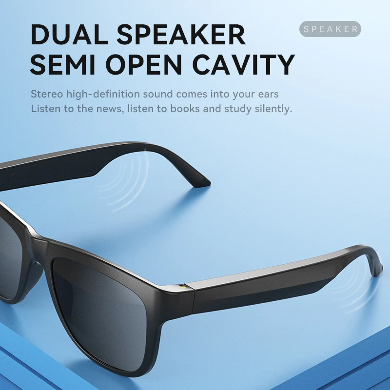 Smart Glasses Wireless Bluetooth 5.0 Music Sunglasses Earphones Outdoor Hands Free Call Music Polarization/Anti Blue Glasses 241019