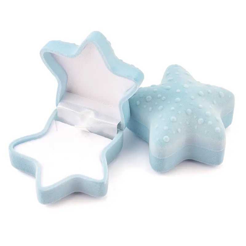 1 Cute Starfish Velvet Jewelry Box Wedding Engagement Ring Box Display Gift Box Bracket Earrings Necklace Bracelet W241019