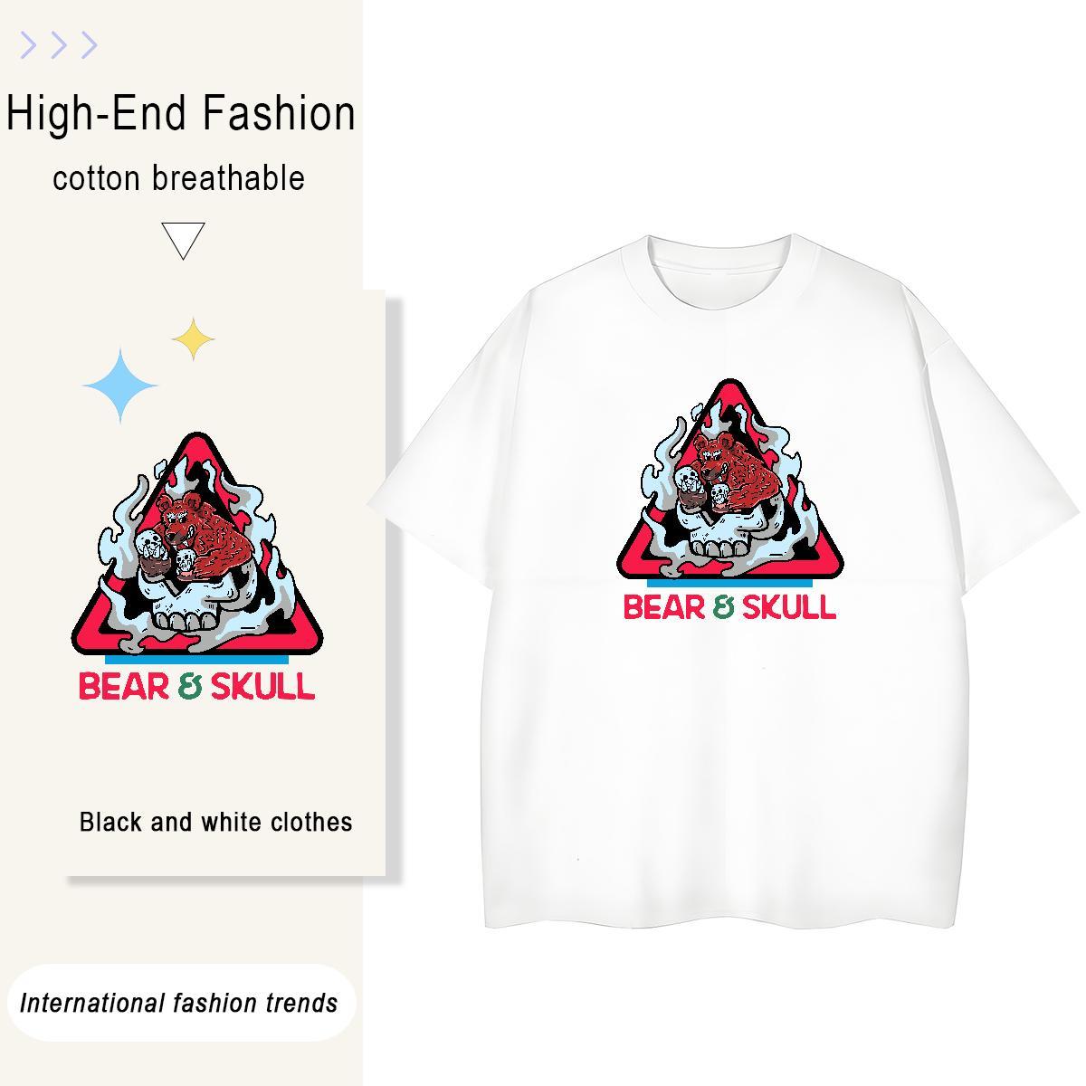 New Arrival Woman T Shirts 230g Cotton Breathable Crew Neck Outdoor skull Womens Tshirts High quality DIY Anime Clothes Shirt
