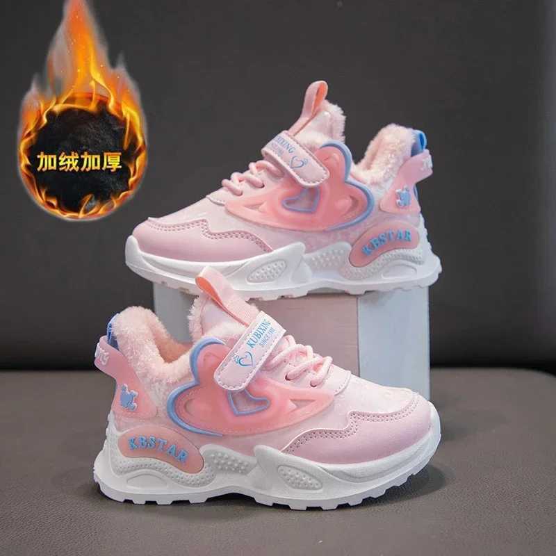 Athletic Outdoor Winter childrens sports shoes girls sports shoes plush warm childrens sports tennis shoes girls cotton casual sports shoes running sh